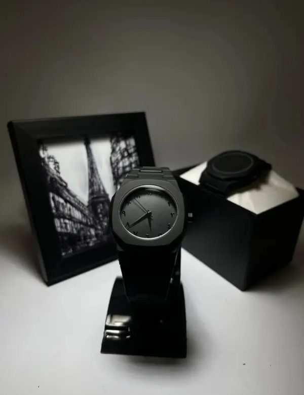 Full Black Aura Quartz Watch With Box-Premium Quality & Finish-Best Quality Analog Watch|Full Black Color Watch