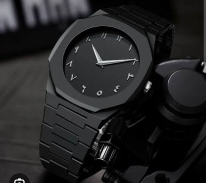 Full Black Aura Quartz Watch With Box-Premium Quality & Finish-Best Quality Analog Watch|Full Black Color Watch