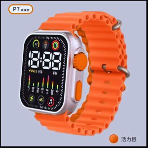 Salicon Digital Display Strap Watch – Available In Orange & Gray Stylish Casual Watch With Bo